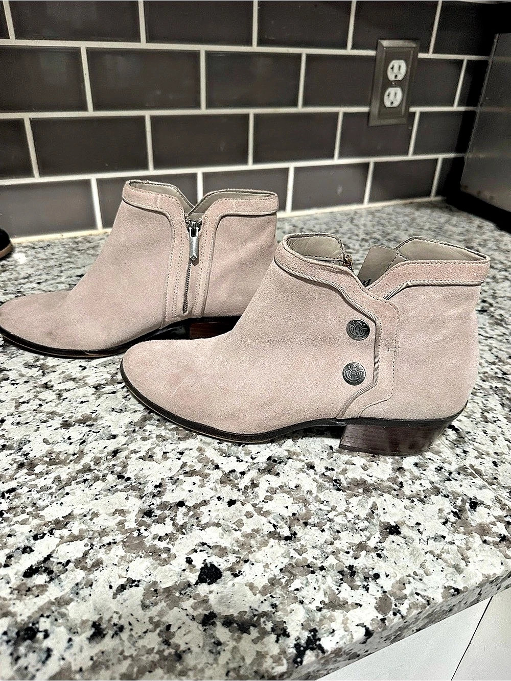 Sam Edelman Suede Ankle Booties in Pink